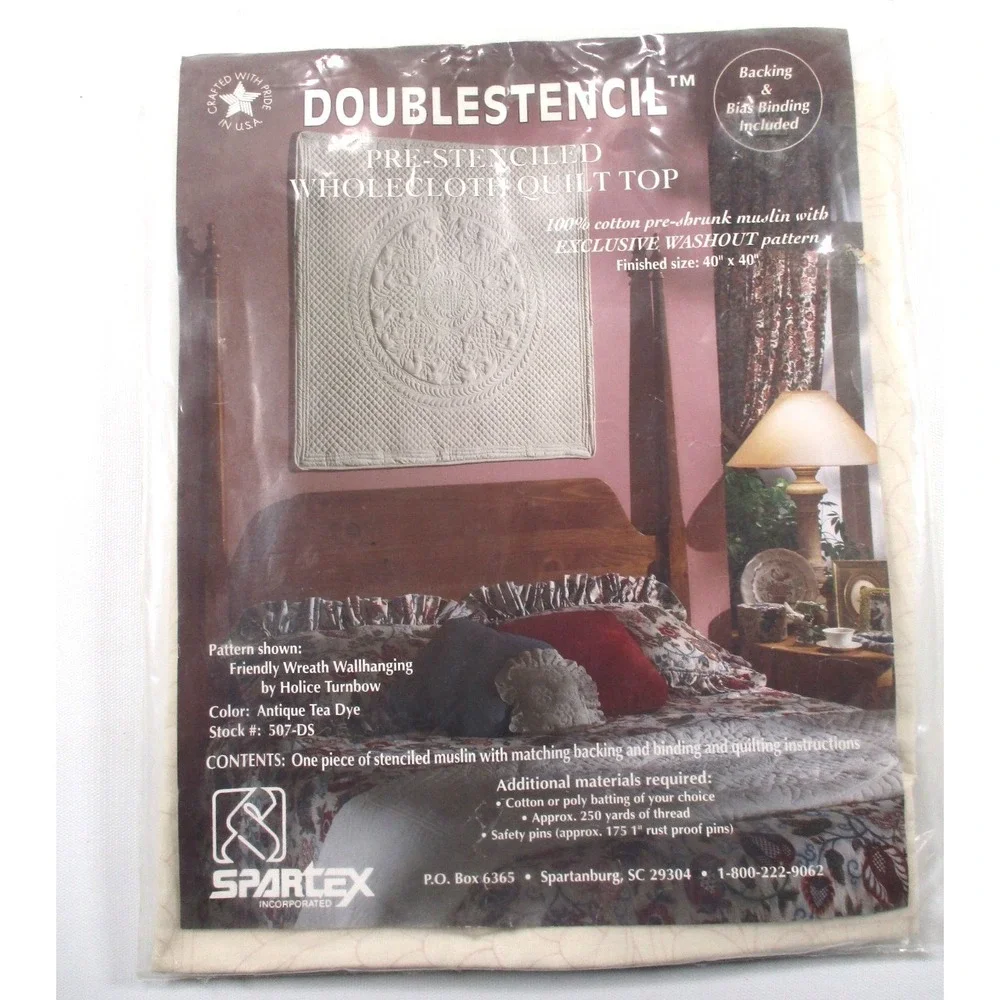 Spartex Double Stencil Pre-Stenciled Quilt Top Backing 40x40 NEW‎ Sealed 507-DS